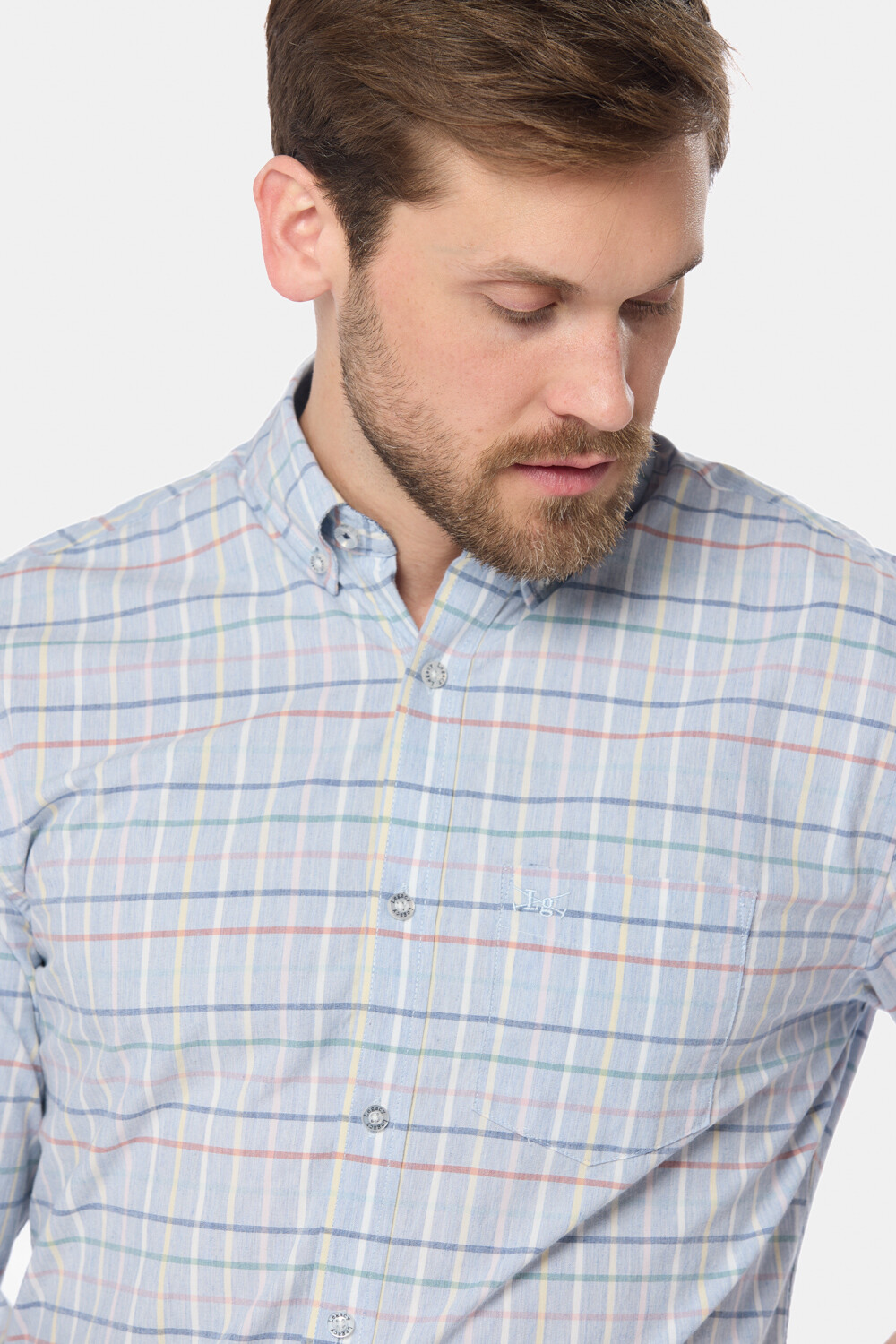 CAMISA A CUADROS Celeste
