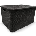 CESTO / CANASTO RATTAN 15 LT NEGRO