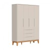 Ropero 4 puertas 3 cajones - Boom Gris