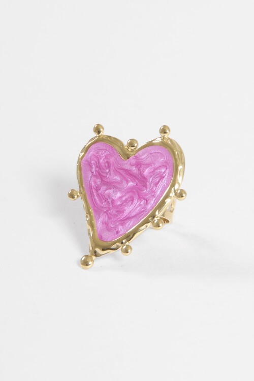 Anillo acero cora dorado