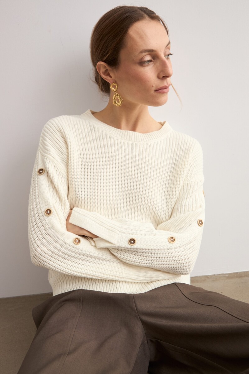 Sweater con botones - crudo 