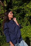 Nácar Shirt Lino Azul Marino