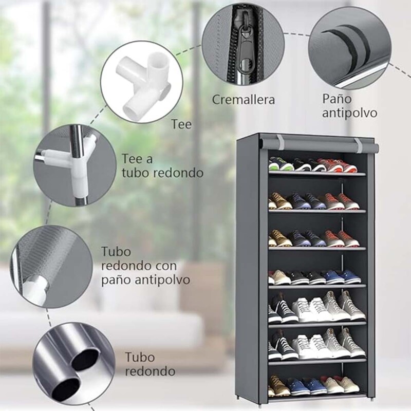 Zapatera de tela GRIS