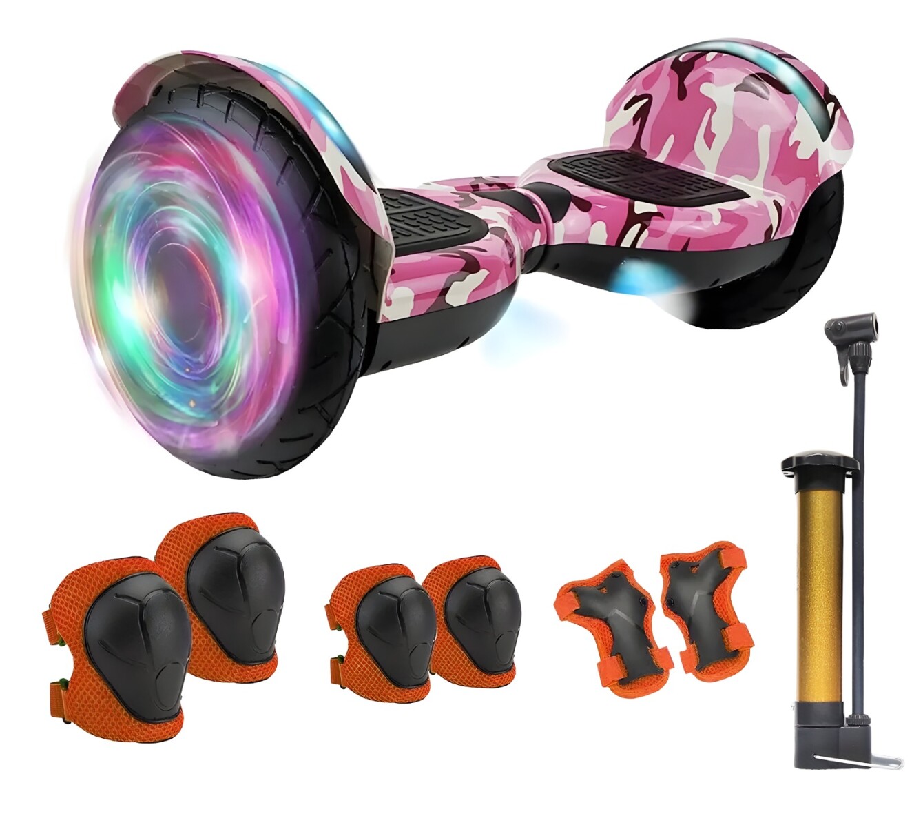 Skate Electrico Hoverboard Musica Bluetooth Luz Patineta 10" - Color Variante Militar Rosa 