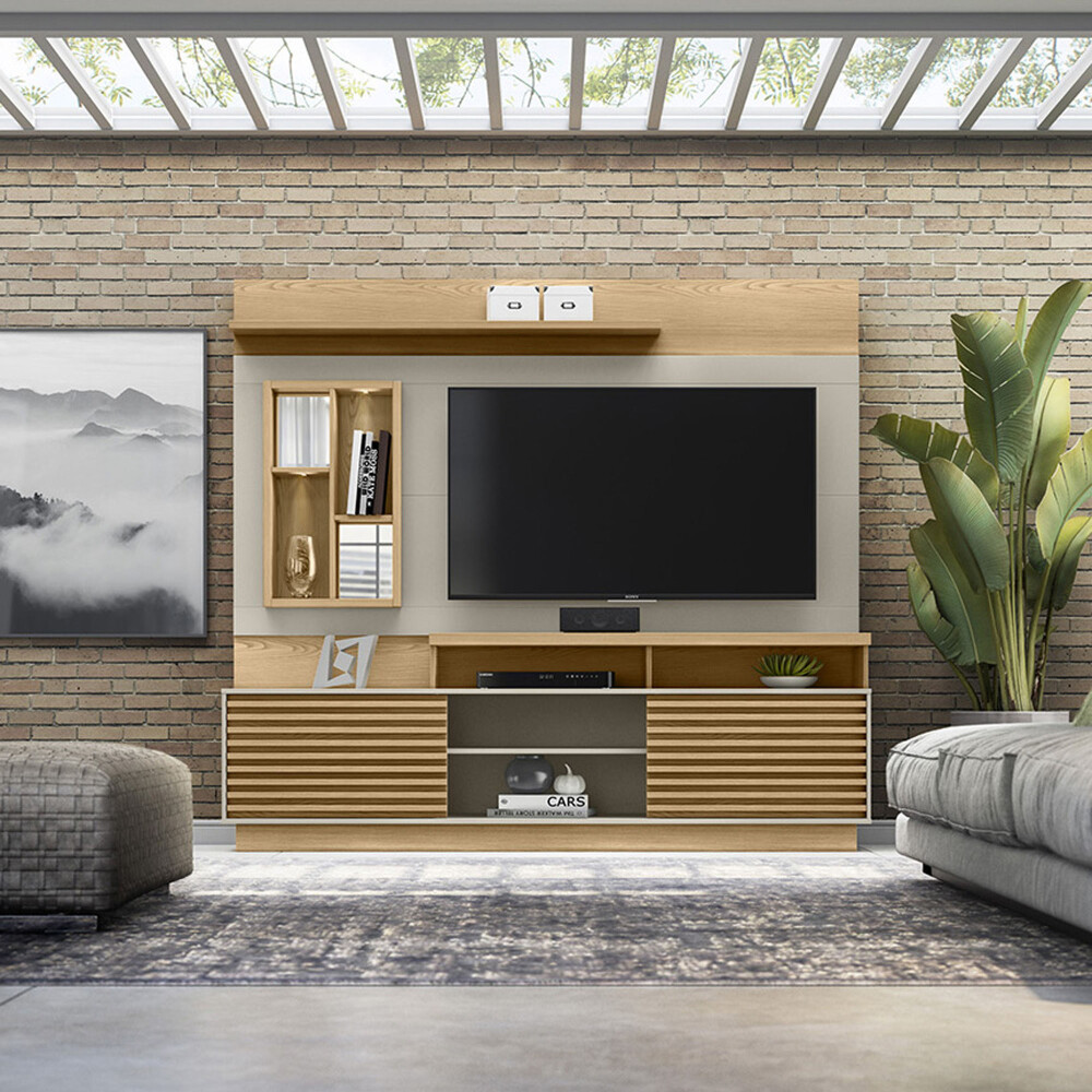 MUEBLE PARA TV MDF-Y-MDP MARRON DORADO ROBLE/BLANCO