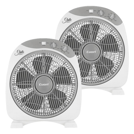 Pack x2 Turbo Ventilador Piso Cuori Chello 3Vel y Timer 50W Blanco/gris