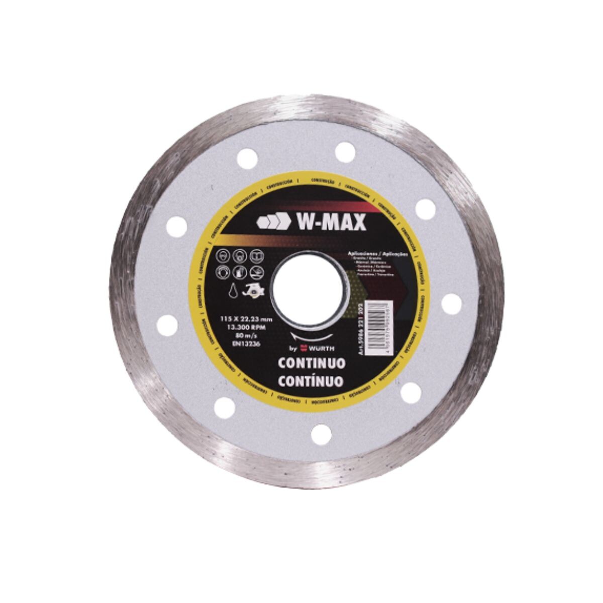 DISCO DIAMANTADO 115X22MM CONTINUO W-MAX Disco Diamantado 115x22mm Continuo W-max