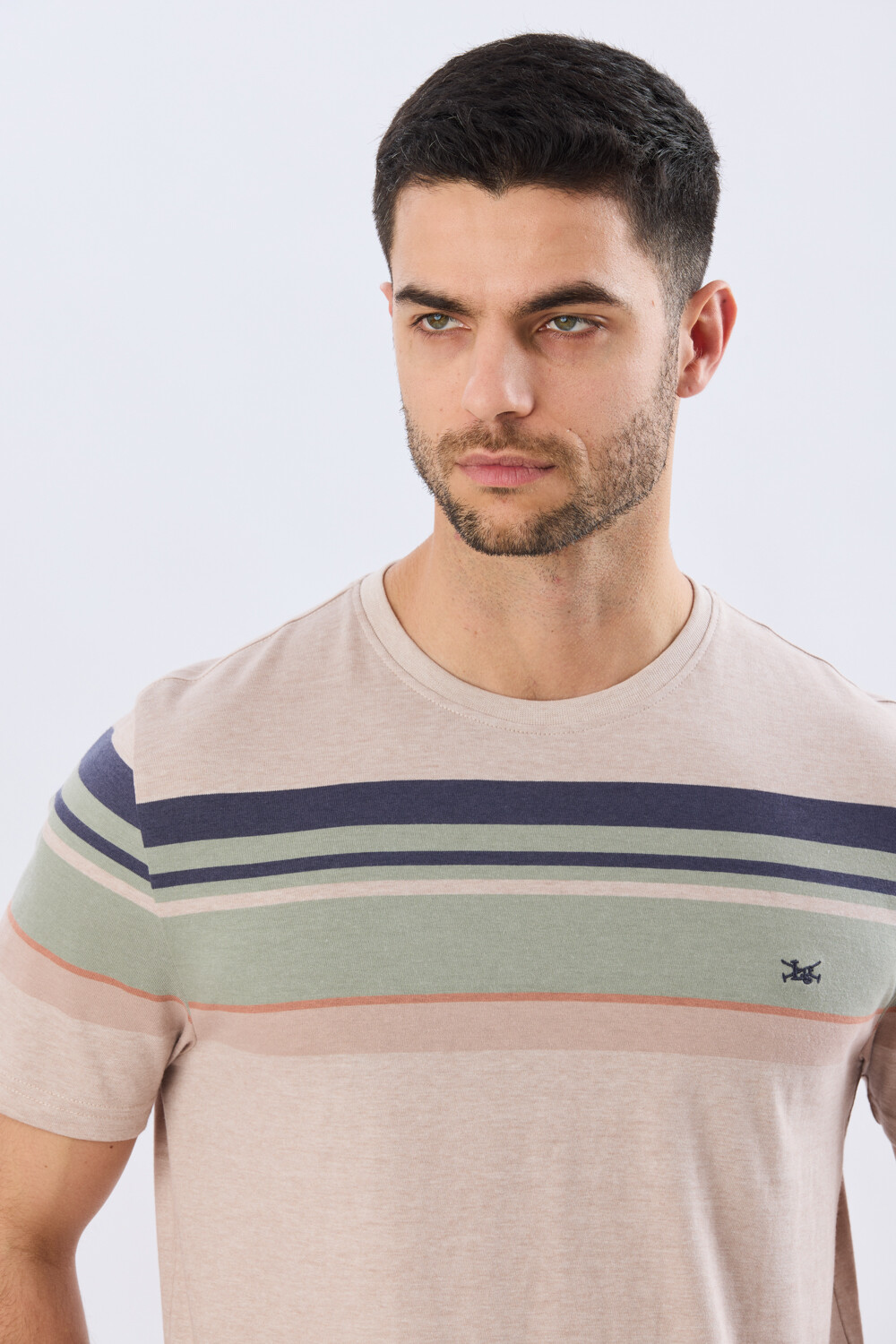 REMERA RAYADA DE ALGODÓN Beige