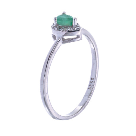 Anillo de Plata Rodinada, Esmeralda y circonias Anillo de Plata Rodinada, Esmeralda y circonias