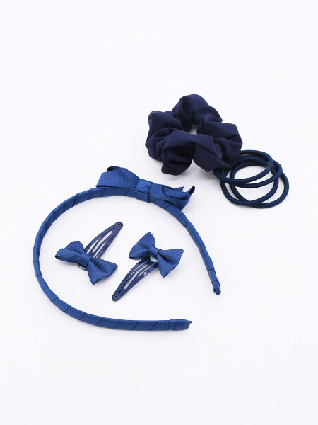 VINCHA + ACCESORIOS SET X 8 AZUL