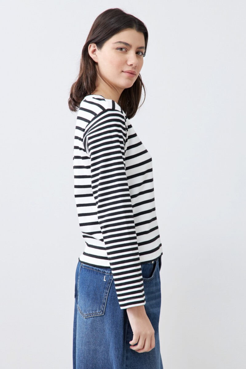 Remera rayada manga larga blanco