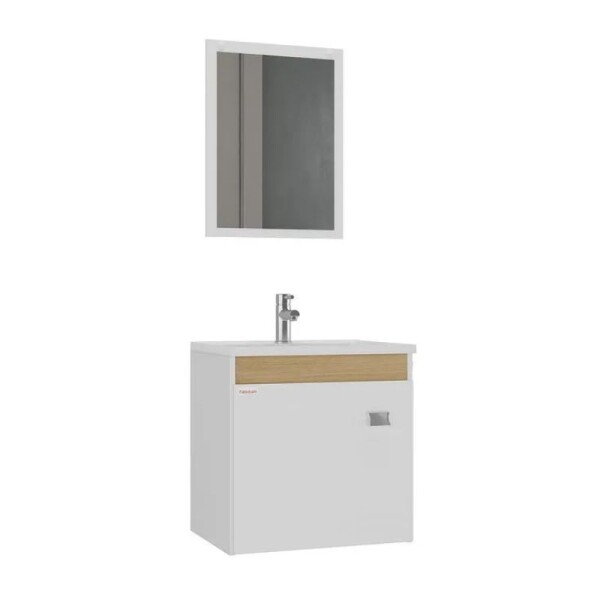 MUEBLE BAÑO SUSPENDIDO 40 CM CON MESADA Y ESPEJO - BLANCO/CARVALHO MUEBLE BAÑO SUSPENDIDO 40 CM CON MESADA Y ESPEJO - BLANCO/CARVALHO