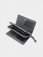 Cartera Lisa Con Hebilla gris