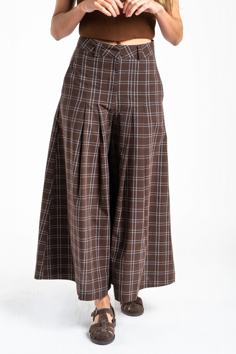 Pantalón Extra Wide Cuadros Marino