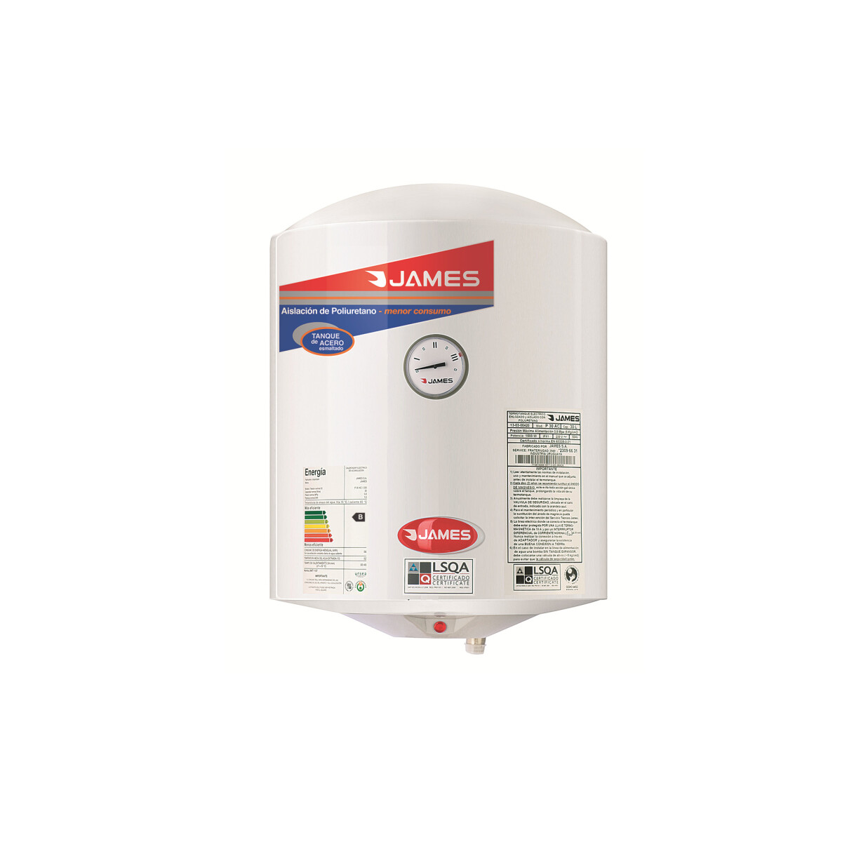 Calefon James 30L Con Tanque De Acero 