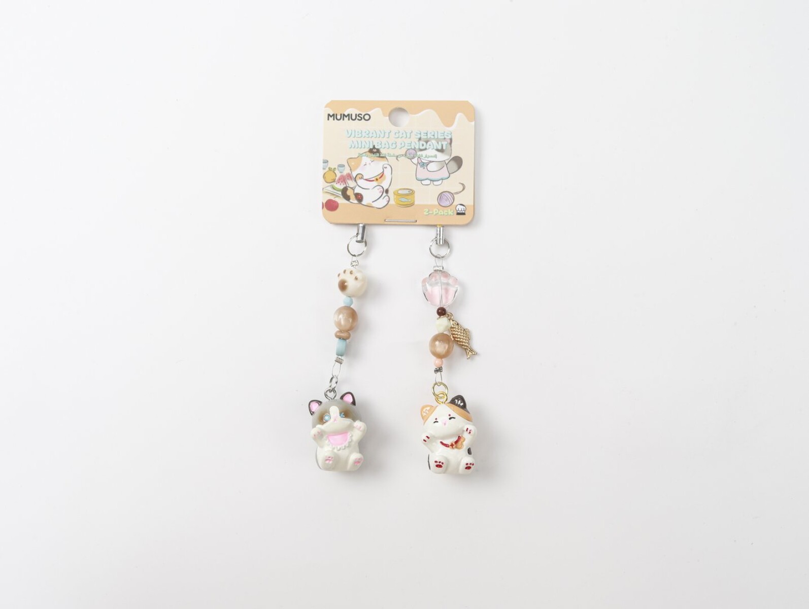 MINI COLGANTE PARA BOLSO SERIE GATOS VIBRANTES (PACK X2 / GATO CALICÓ Y RAGDOLL) 