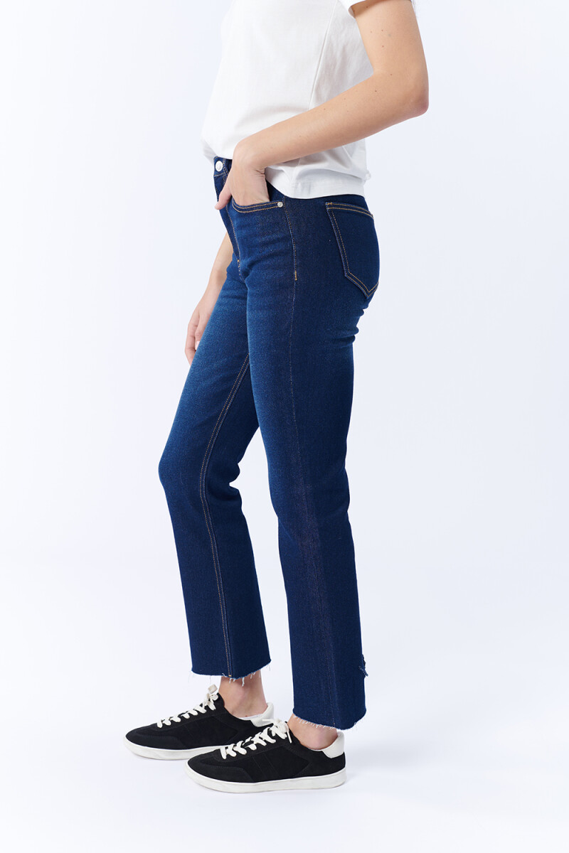 Pantalón jean cropped flare Azul Oscuro