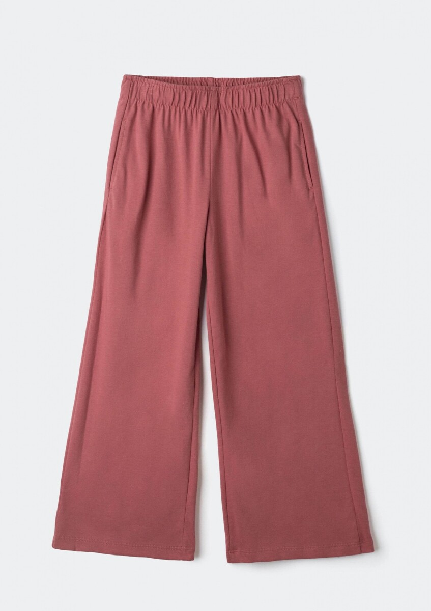 PANTALONES DE PIERNA ANCHA EN TEJIDO DE PUNTO - ROSADO 