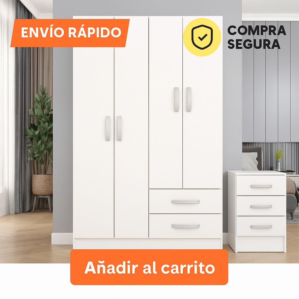 Ropero armario 4 puertas rústico Mulata
