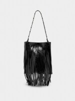 Bolso Bombonera Con Flecos Largos negro