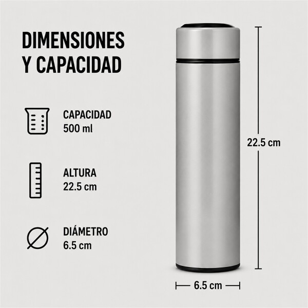 Botella Térmica Acero Inox Termo Táctil Sensor Temperatura PLATEADO