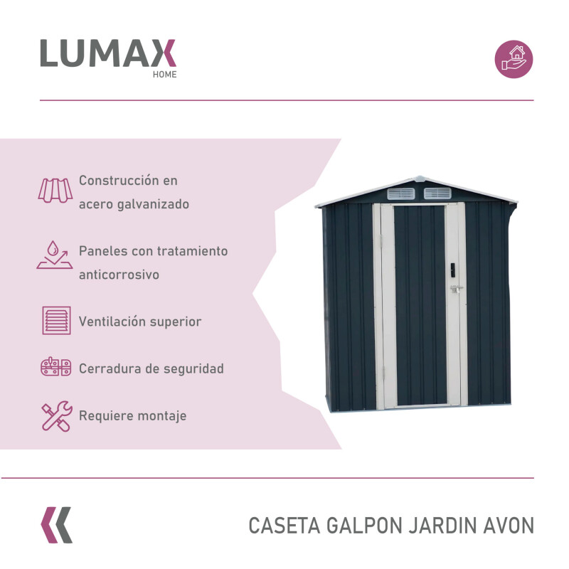 Caseta Galpon Jardin Lumax Avon Gris Oscuro 192x161x99 Caseta Galpon Jardin Lumax Avon Gris Oscuro 192x161x99