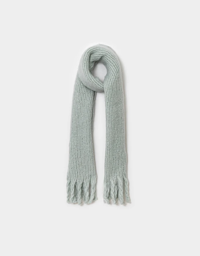 Bufandas Clasico Bufanda Con Flecos - Azul Celeste