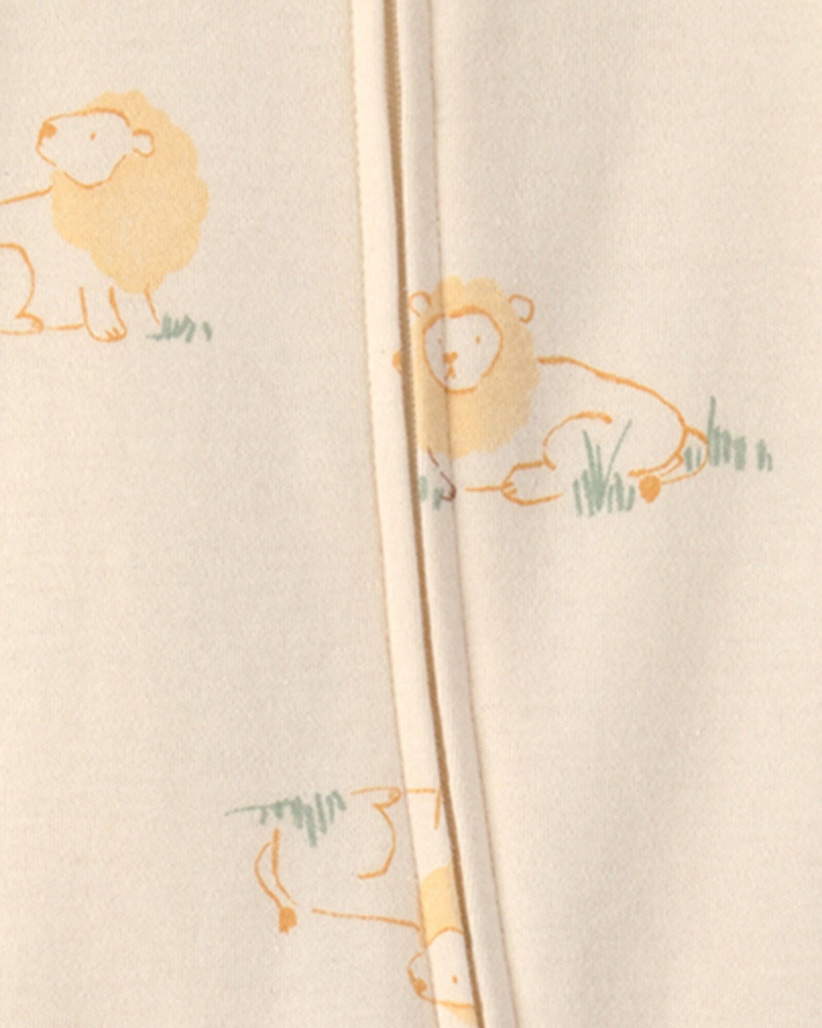 Pijama una pieza de algodón, con pie, crema, diseño leones Sin color