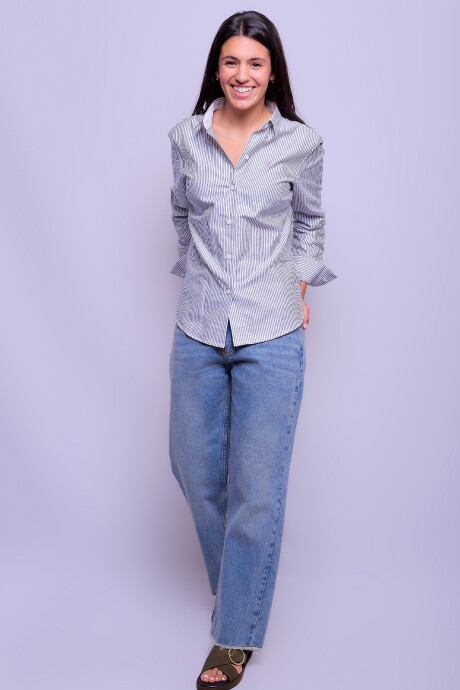 Camisa Dama Clásica Raya Gris