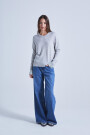 PULL COL ROND CONTRASTE Gris