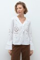 Blusa calada con volados blanco
