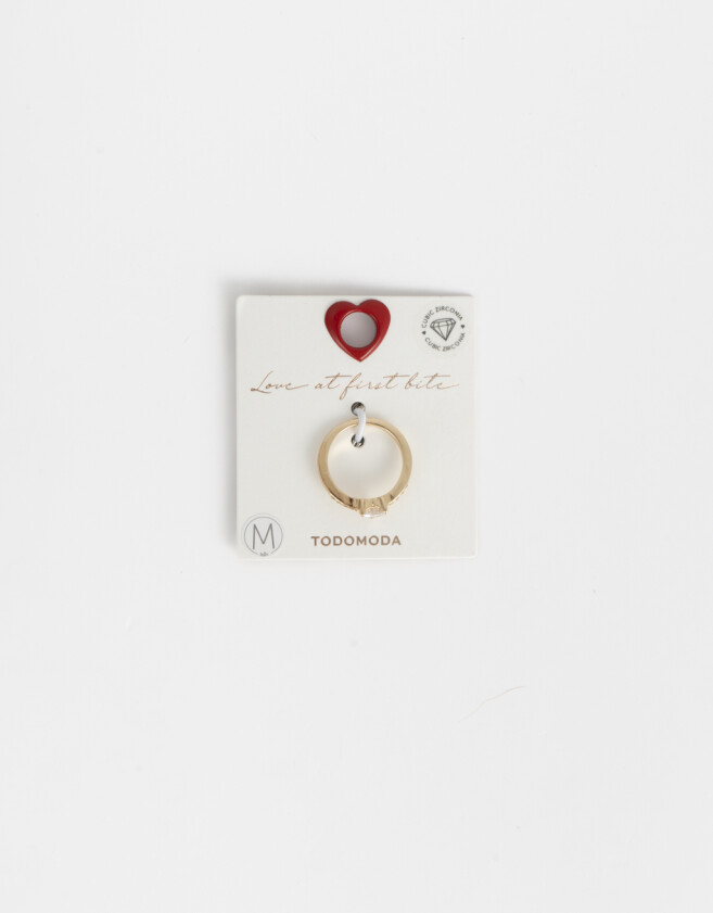 Anillos Chicos Strass Anillo Con Corazón Y Strass - Dorado