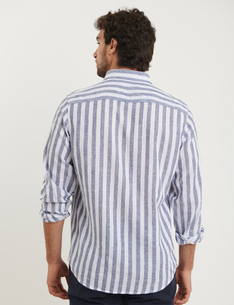 012566 CAMISA HARRINGTON LABEL Blanco / Azul Piedra