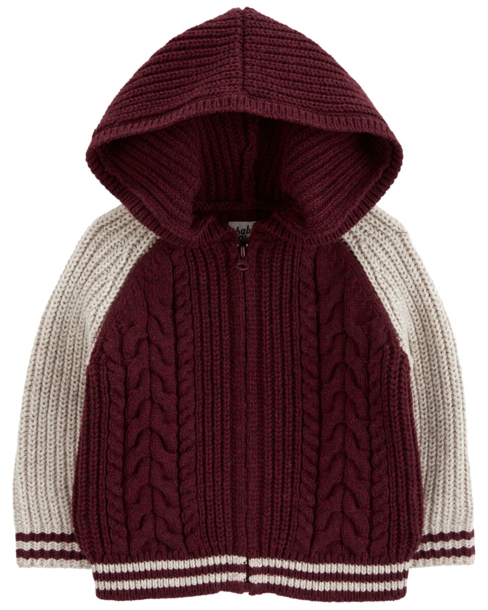Campera de lana, con capucha, diseño colorblock 
