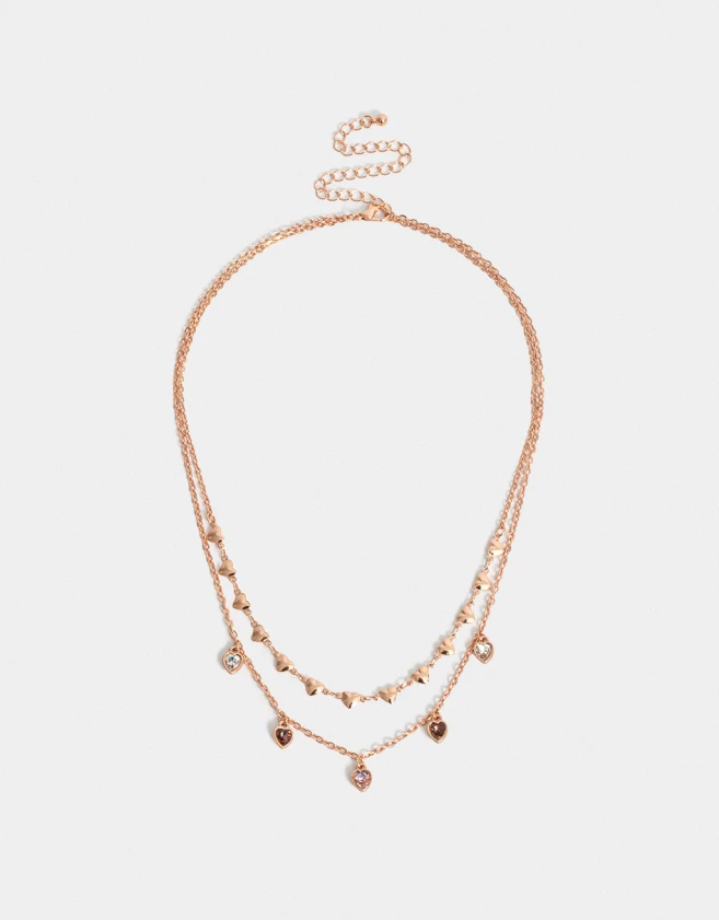 Collares Cortos Bañada en Oro Rosa Collar Corto Multicadena Bañado En Oro Rosa - Dorado Oro Rosa