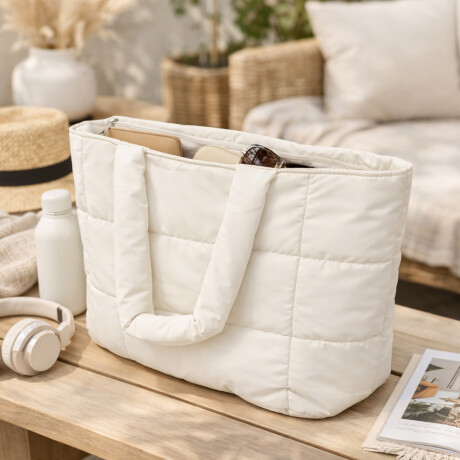 Bolso Tote Bag Puffer Blanco