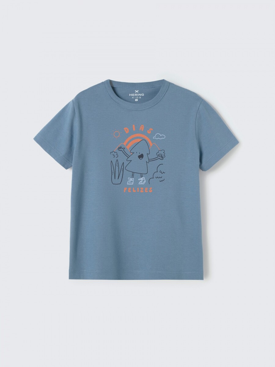 CAMISETA INFANTIL CON ESTAMPA  - AZUL MARINO 