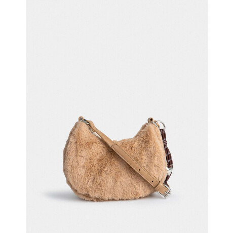 Bandolera Peluche Con Charm Marron Beige