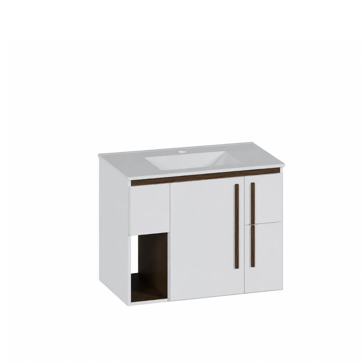 Mueble De Baño Suspendido Anturio Blanco 80cm Bacha Loza 