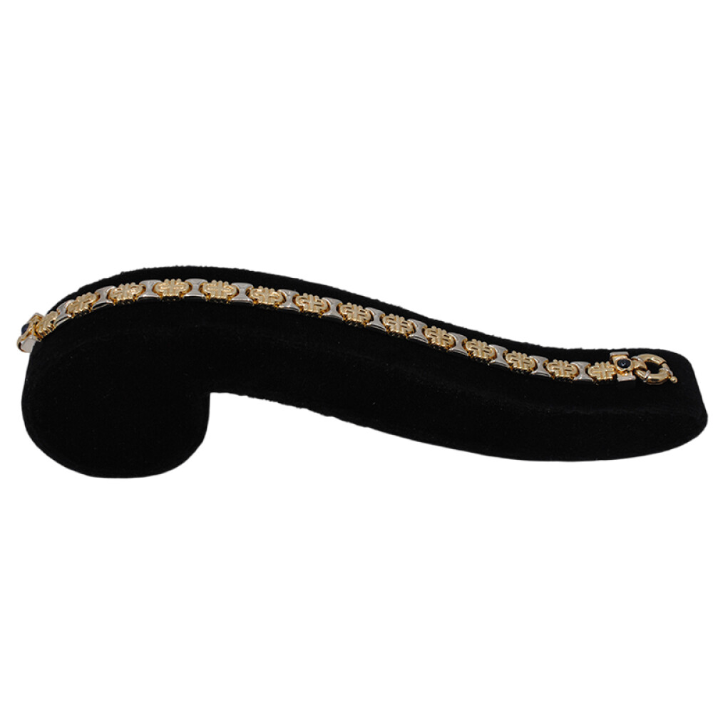 Pulsera en oro 18k combinada en 2 tonos con zafiros cabujón Pulsera en oro 18k combinada en 2 tonos con zafiros cabujón
