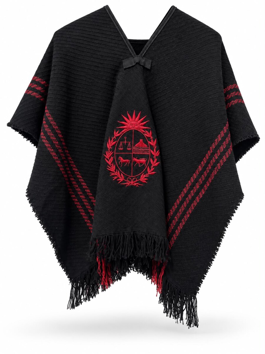 Poncho de niño bordado - Rojo 