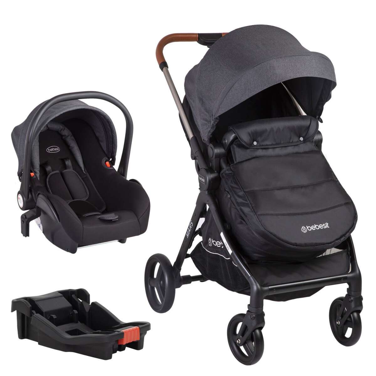 Coche Travel System Mars LX + Base Bebesit Gris Exclusivo 