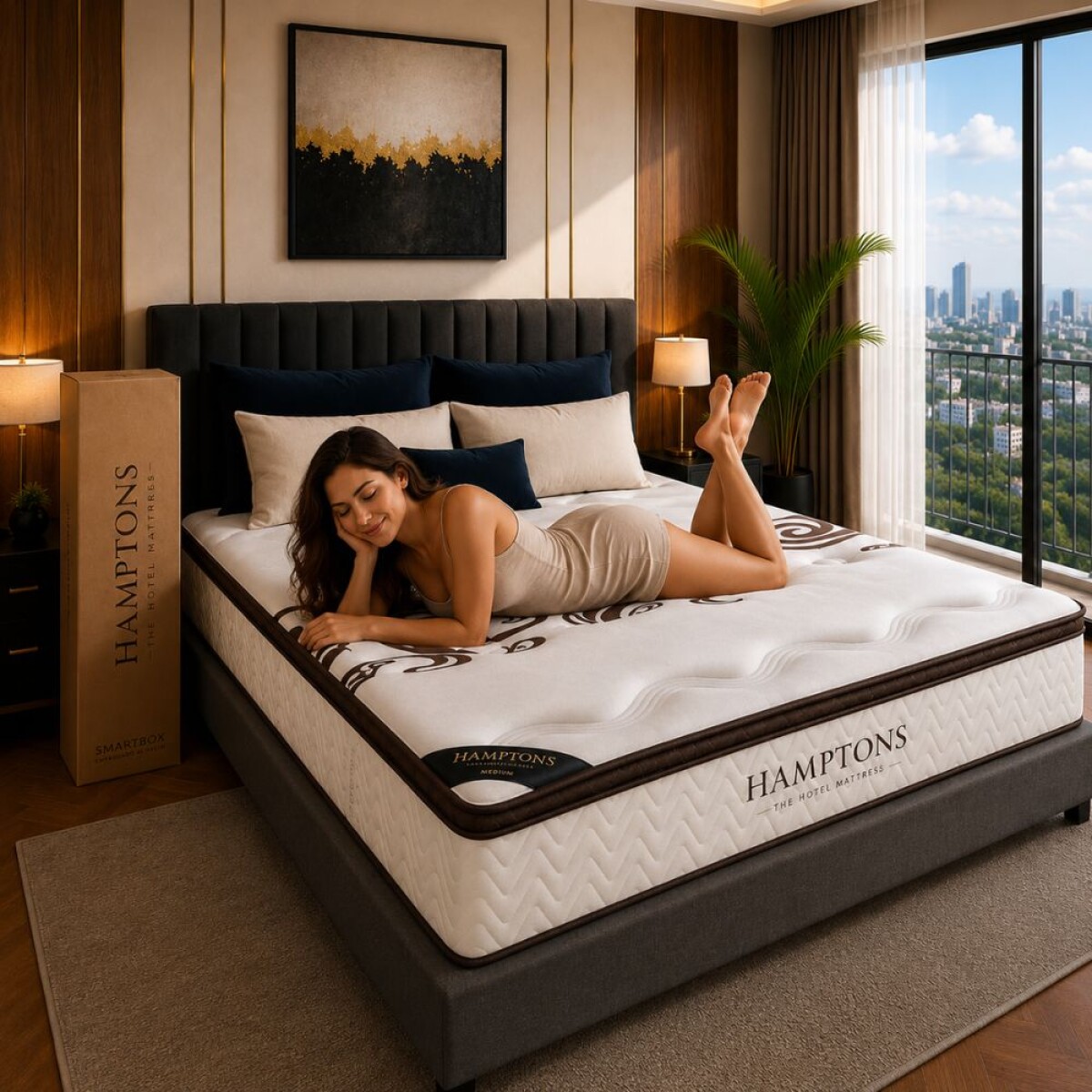 Colchon de resortes Queen HAMPTONS Palladium 