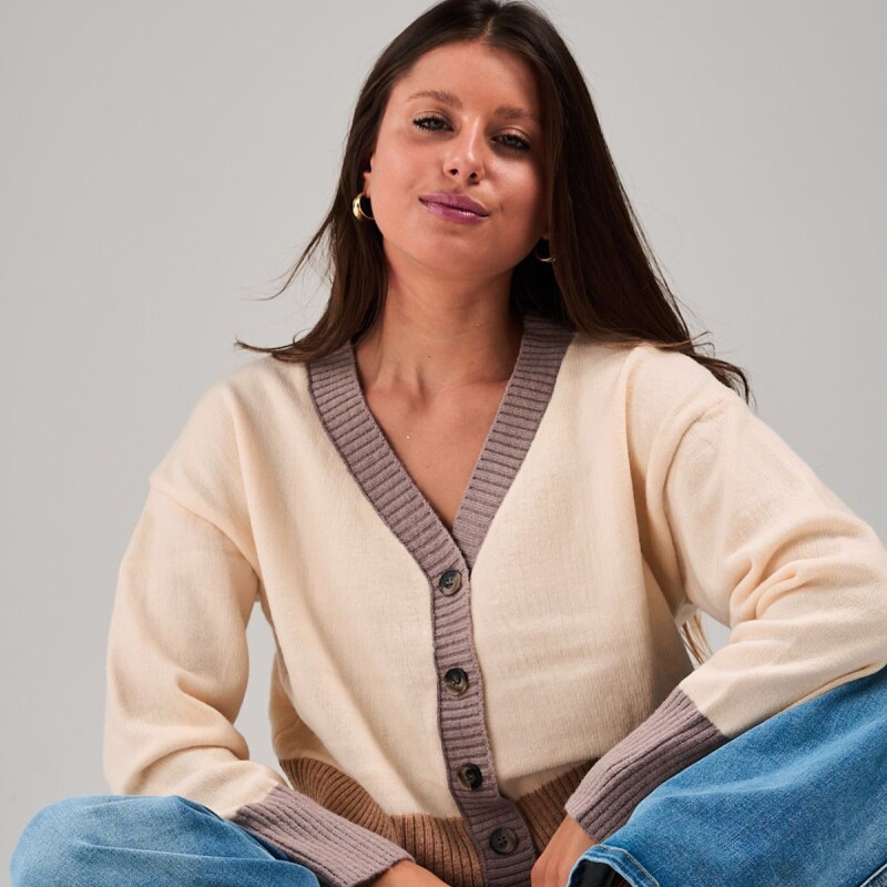 Saco cardigan slowly Beige/black