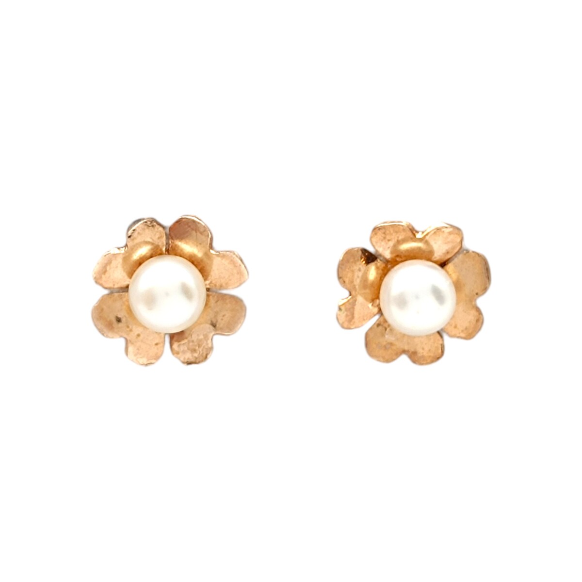 Caravanas Perlas base flor- Oro bajo - Perla española- CA8227 - conperla 