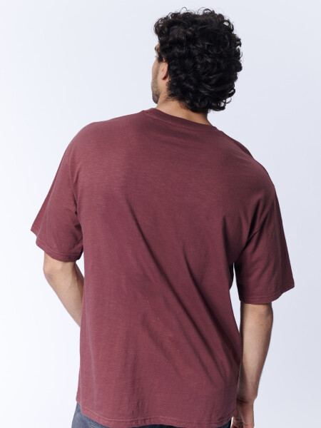 Remera manga corta slub con bolsillo Bordo