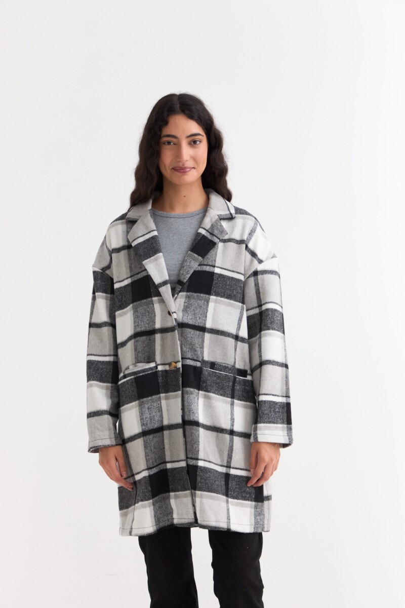 Tapado liviano de paño a cuadros - Negro 