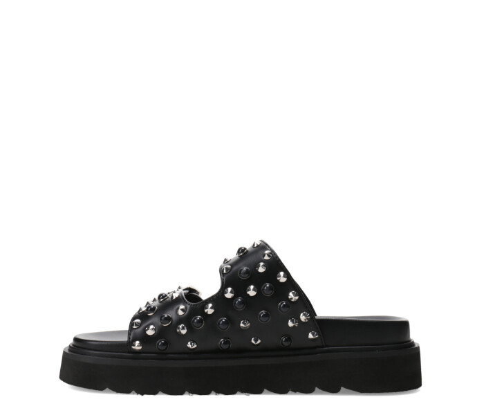 Sandalia JUNOQ con hebillas y tachas Black