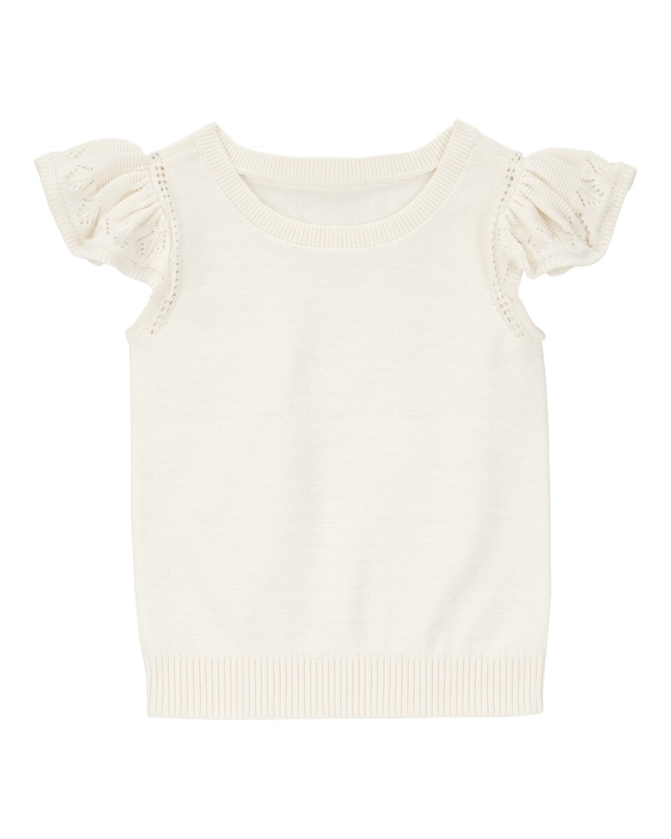 Buzo de punto, manga corta, crema 