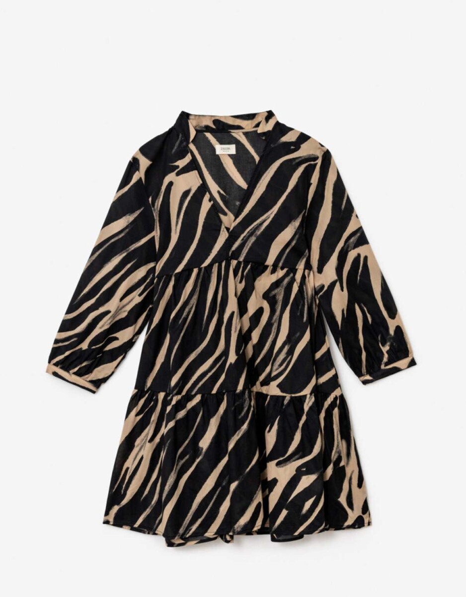 Vestido Corto Estampado - Combinacion Multicolor 